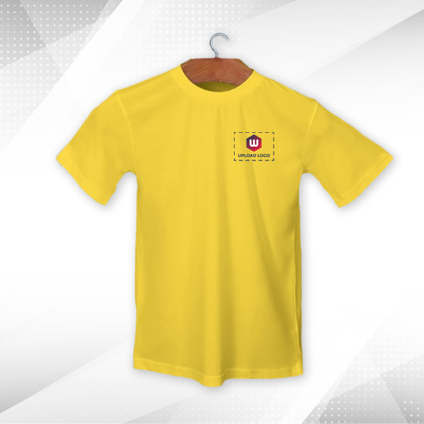 Skinta Fit Half Sleeve Round Neck T-Shirt for Men (Golden Yellow) - Custom Logo Left Chest-3