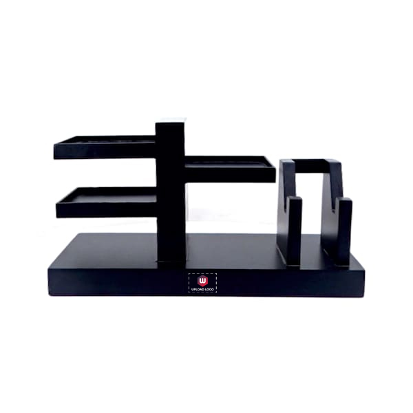 Black Desk Organizer for Office with Logo-0