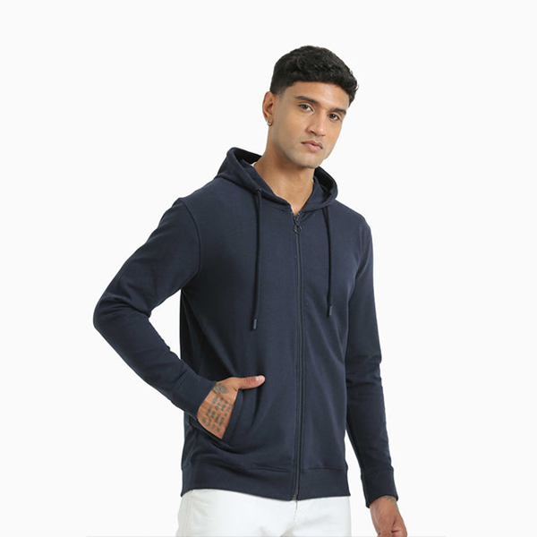 Caslay Zippered Hoodie (Navy Blue)-3