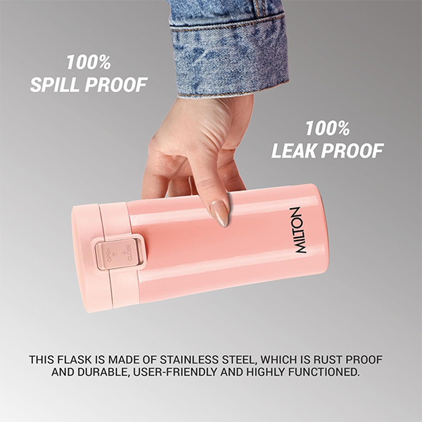 MILTON Thermosteel Vacuum Insulated Coffee Mug - 400 ml | Hot & Cold Flask -Peach-3