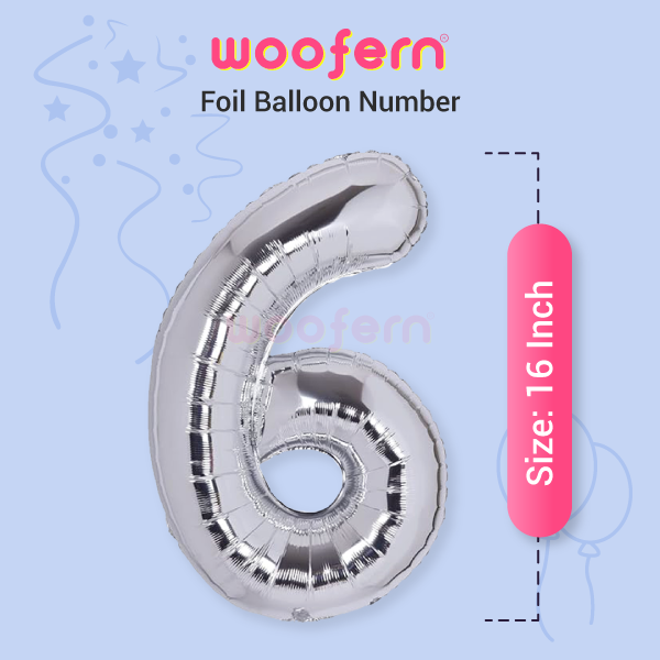 Number 6 Silver Foil Balloon 16 inch-2