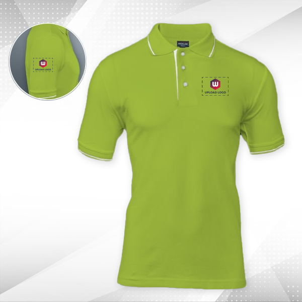 Highline Polo T-shirt for Men Apple Green – Custom Logo Left Chest & Right Arm
