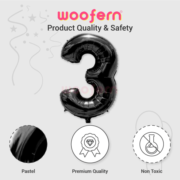 Black Foil Number Balloons 3 - 16  inch-4