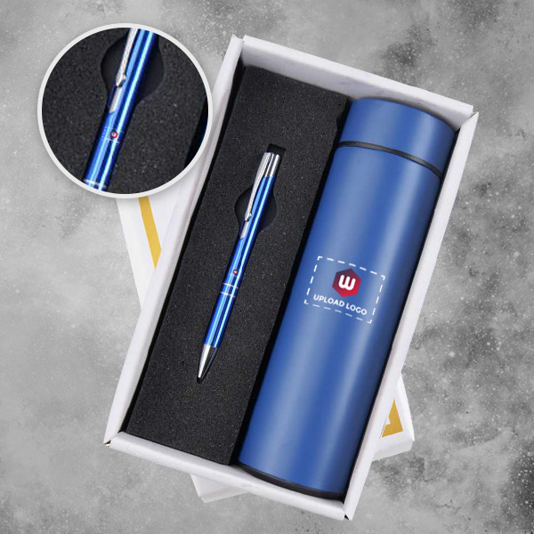Customized Corporate Gift 2 IN 1 Bottle Set (Blue)
