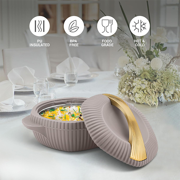 MILTON Oyster Jr. Gift Set PU Insulated Casserole - Set of 3 (500 ml, 1000 ml, 1500 ml) - Taupe-3