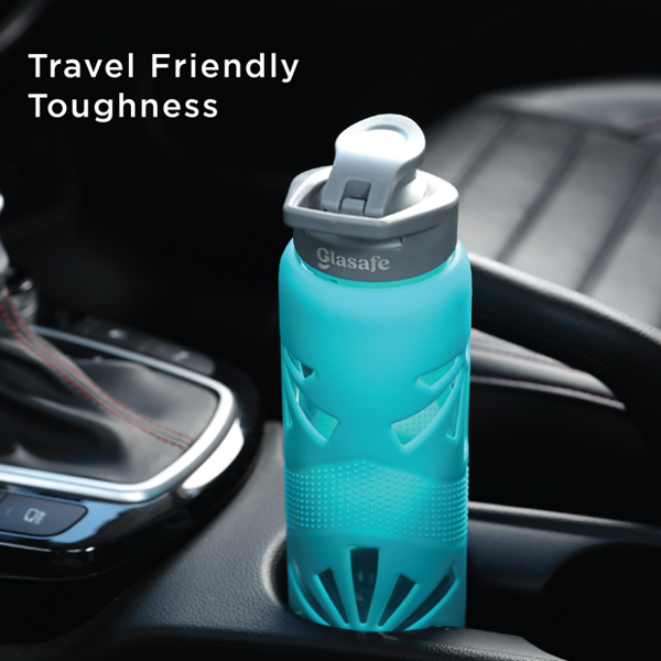Glasafe Clear Grip Borosilicate Glass Bottle with Silicone Sleeve 750ml (Mellow Mist)-2