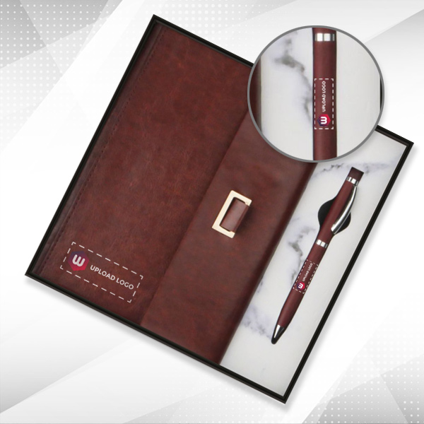 Personalized Employee Welcome Kit 2-in-1 Diary & Pen (Red Brown)-0