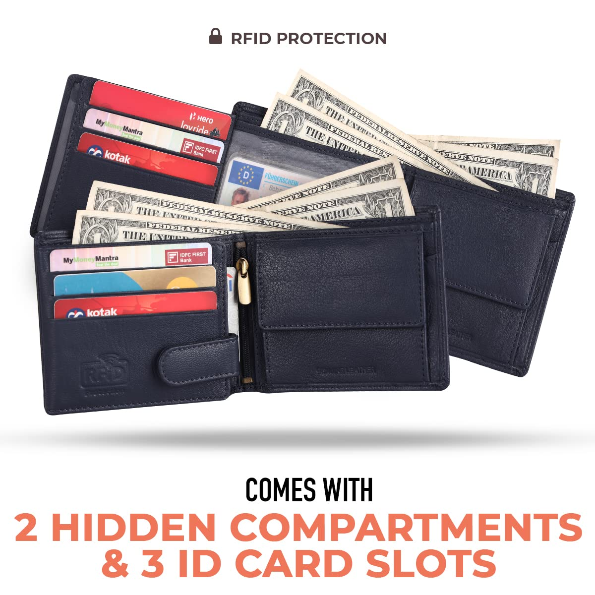 HF Men's Executive Leather Gift Set – Wallet, Keychain & Pen | Premium Corporate Gift (Blazy Blue)-3