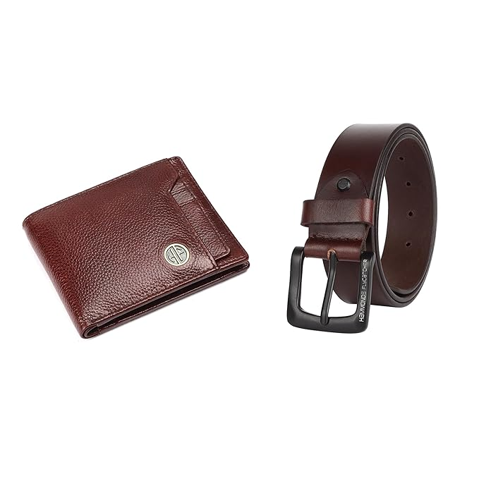 HF Premium Men's Leather Gift Set - Wallet & Belt Combo (Breeze Brown)-4