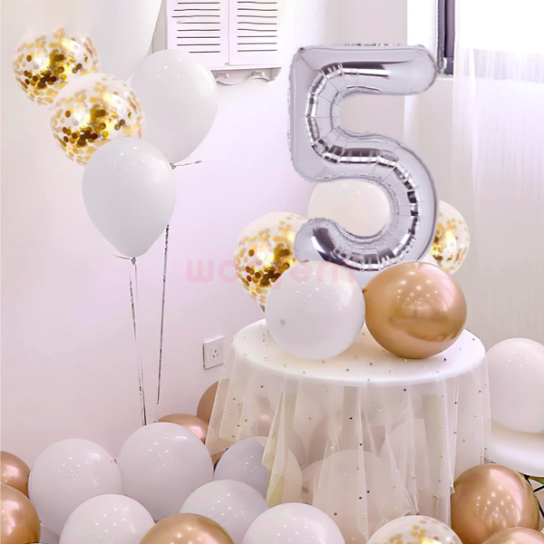 Number 5 Silver Foil Balloon 16 inch-1