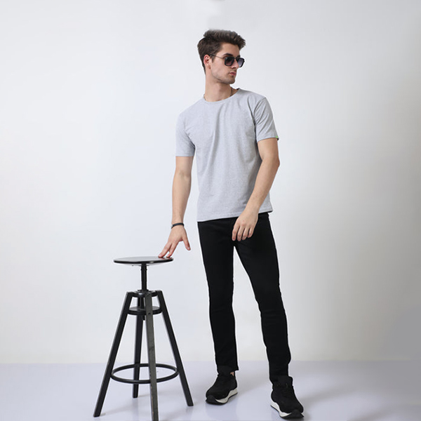 Caslay Crew Neck T-Shirt (Grey Melange)-1