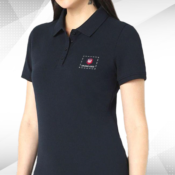 Vero Moda Plain Polo T-Shirt (Navy Blue) - Customized Logo Left Chest-1