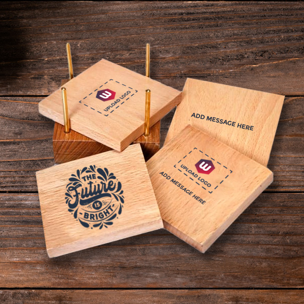 Wooden Coasters Set of 4 – Custom Logo & Message-2