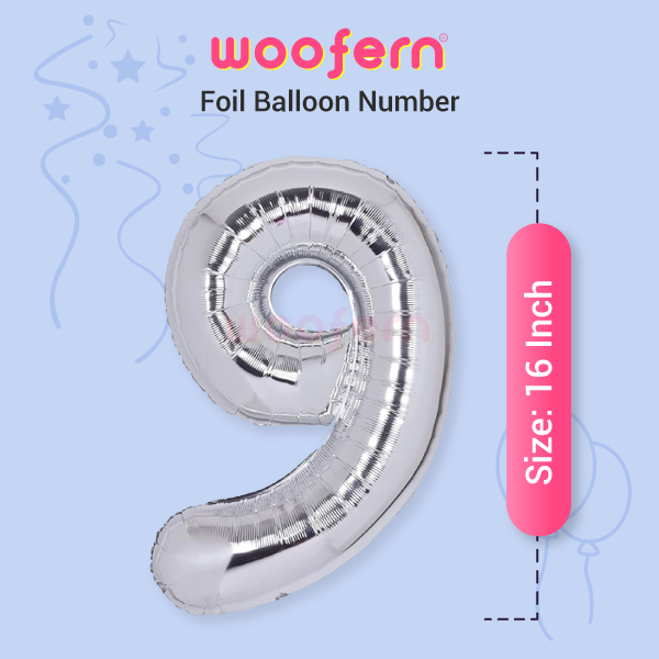 Number 9 Silver Foil Balloon 16 inch-2