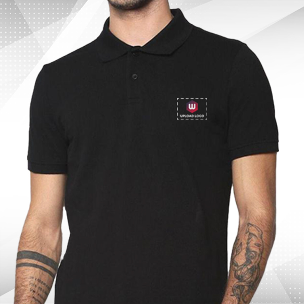 Jack & Jones Plain Polo Black T-shirt - Custom Logo-1
