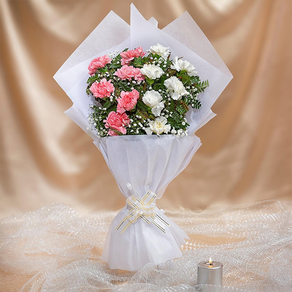 Mixed Pink & White Carnations Bouquet