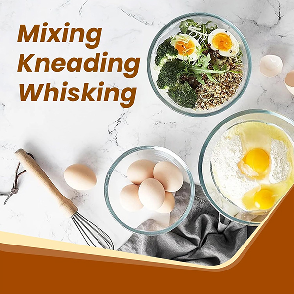 AGARO Borosilicate Glass Mixing Bowl with Lid 3 Pcs Set (500ml, 800ml &1600ml)-2