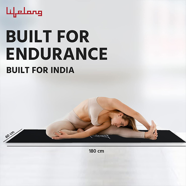 Lifelong LLYM101 10mm Anti-Slip EVA Yoga Mat for Gym Workout 10mm Black-1