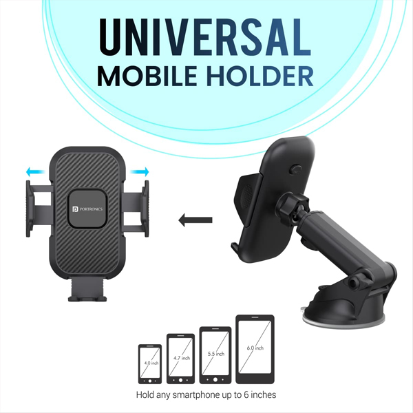 Portronics Clamp M Car Mobile Holder with 360° Rotational-2