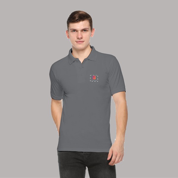 Embroidered FasTees Polo T-shirt for Men (Solid Grey)-0
