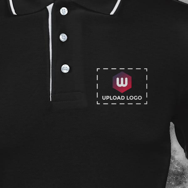 Scott Organic Cotton Polo T-Shirt for Men Black with White - Custom Logo Left Chest-1