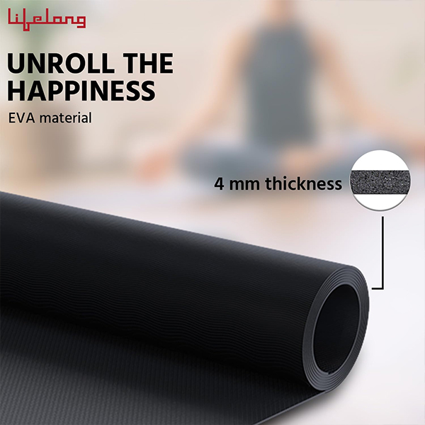 Lifelong LLYM101 10mm Anti-Slip EVA Yoga Mat for Gym Workout 10mm Black-4