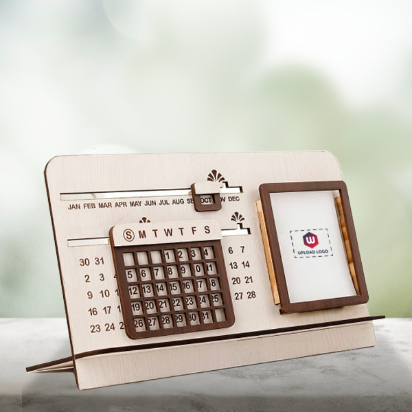 Desk Calendar with Wooden Stand - Customize with logo-1