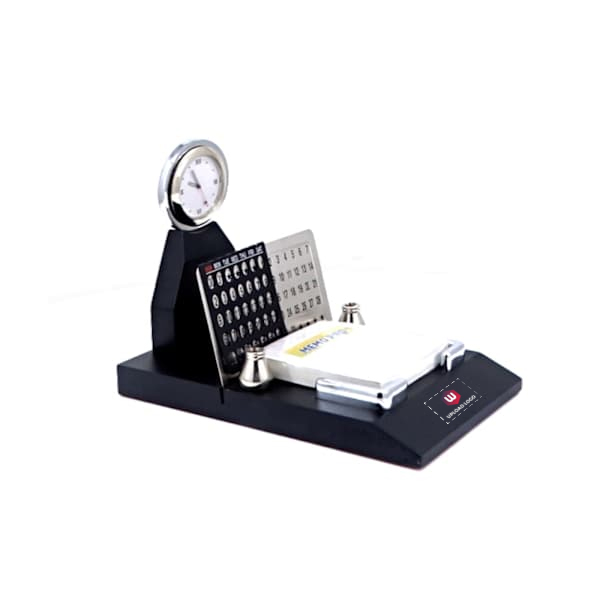 Customized Perpetual Silver Calendar And Clock With Memo Pad-2