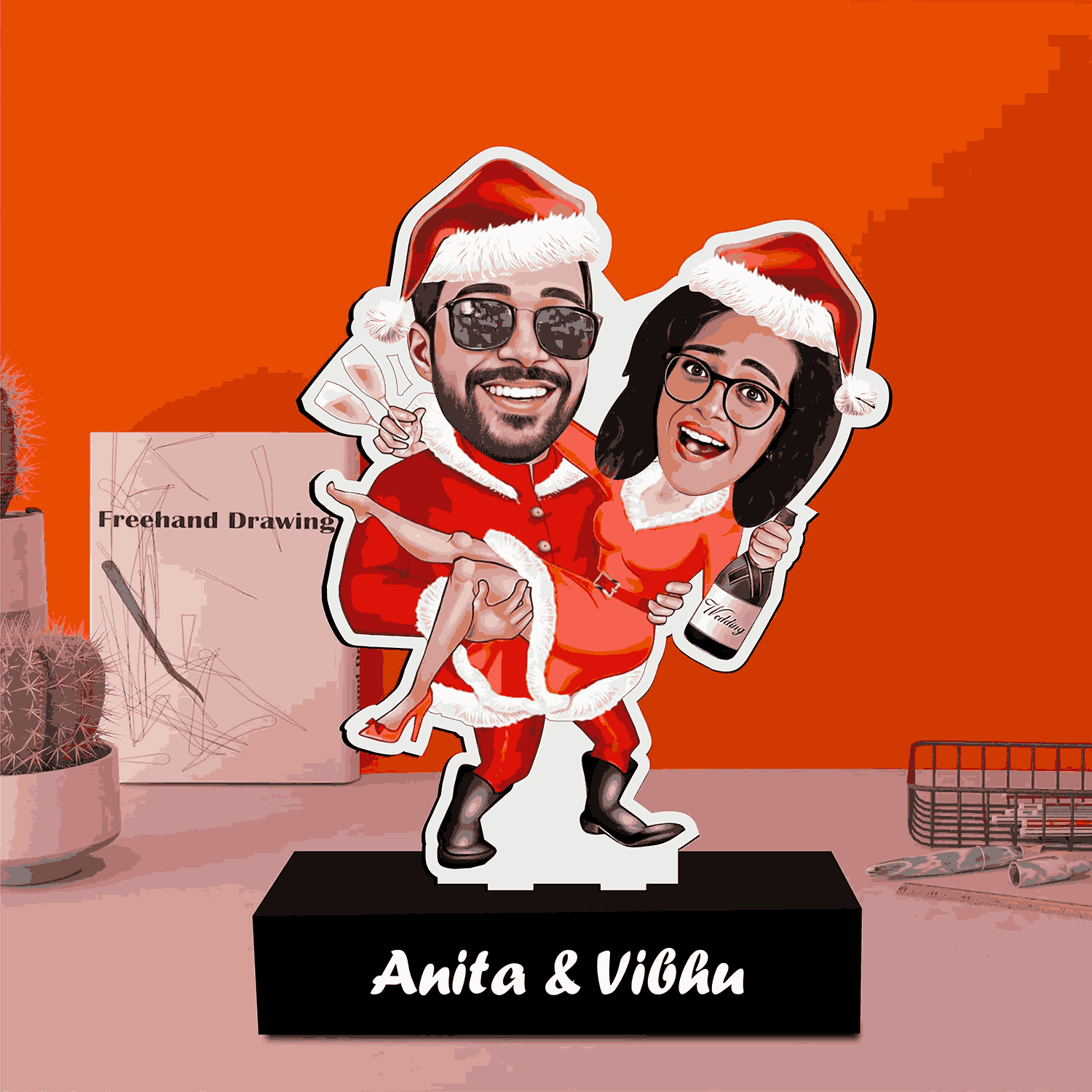 Customized Christmas Couple Caricature