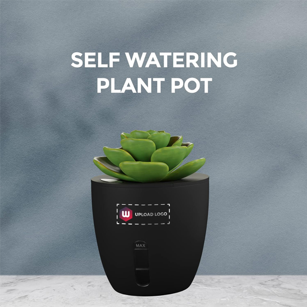 EO Desk Station Pen Stand For Study Table with Self Watering Plant Pot (Marble Black)-1