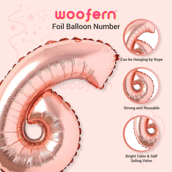 Rose Gold Foil Balloon  Number 6 - 16 inch-3