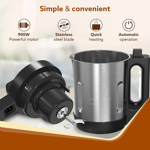 AGARO Elite Soup Maker, 1 Litre, Automatic Blending & Heating, 6 Preset Cooking Functions-4