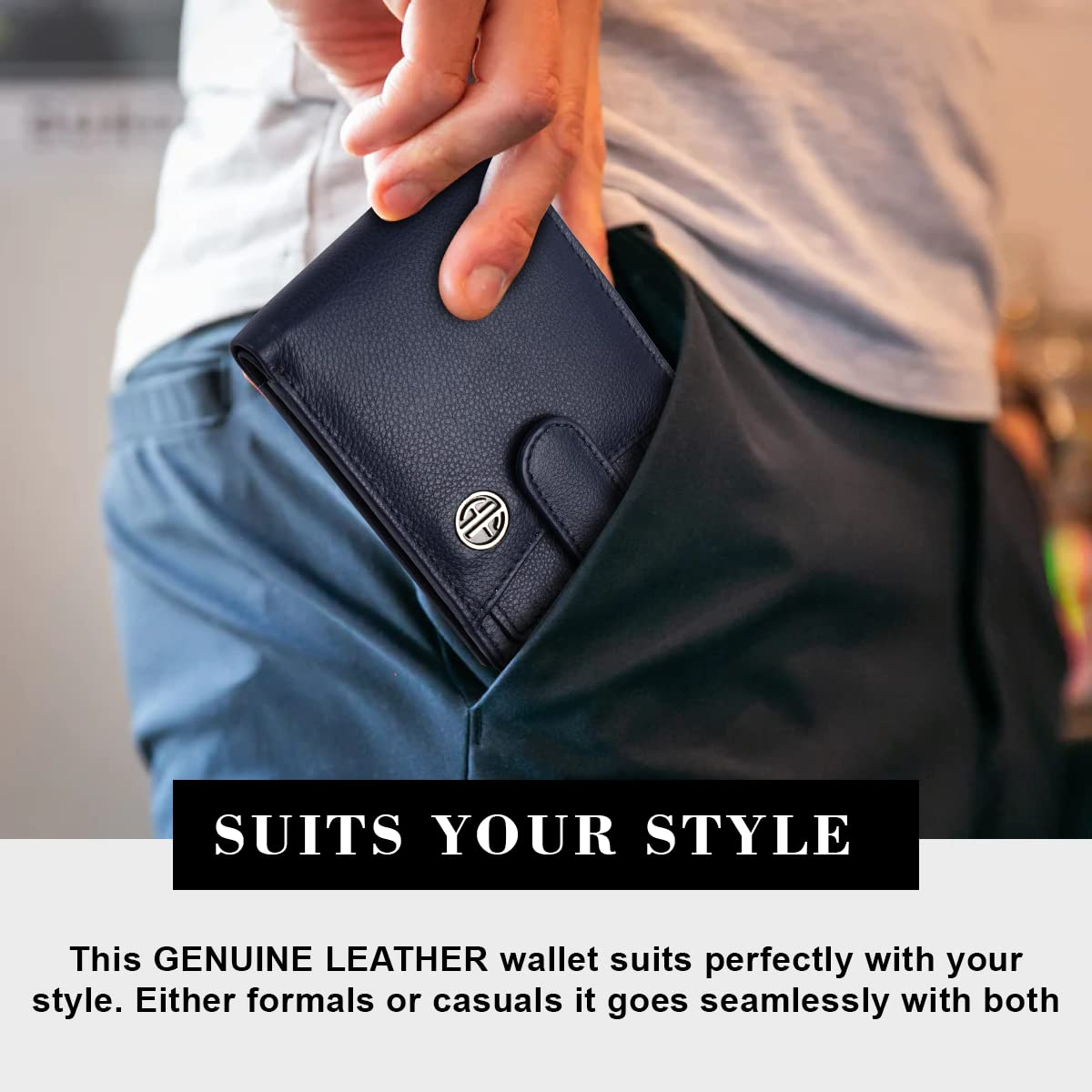 HF Men's Executive Leather Gift Set – Wallet, Keychain & Pen | Premium Corporate Gift (Blue)-5