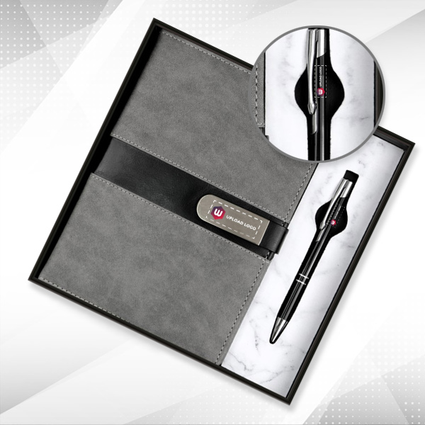 Personalized Employee Welcome Kit 2-in-1 Diary & Pen (Gentel Gray)