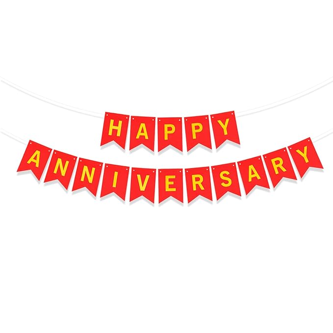 Happy Anniversary Glitter Banner - Red