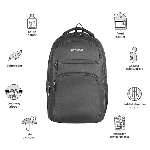 WILDHORN Arezzo Laptop Backpack with Custom Logo (Grey)-3
