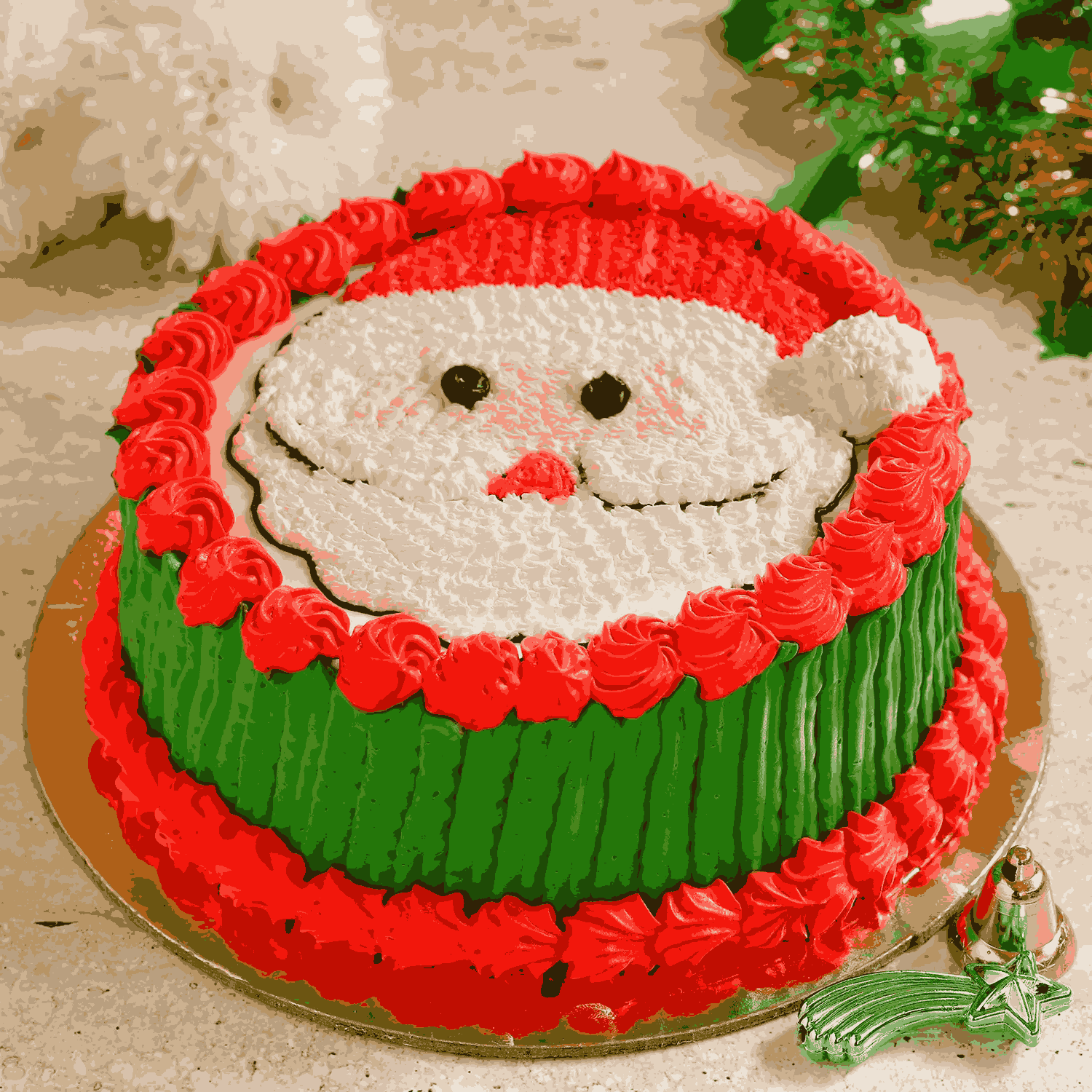 Santa Black Forest Christmas Cake 1kg-2