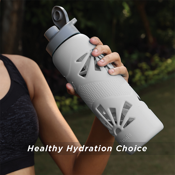 Glasafe Desk Munch Office Combo Set of 3 (Tiffin: 320mlx1 + 520mlx1 + Bottle: 750ml) - Soothing Slate-0