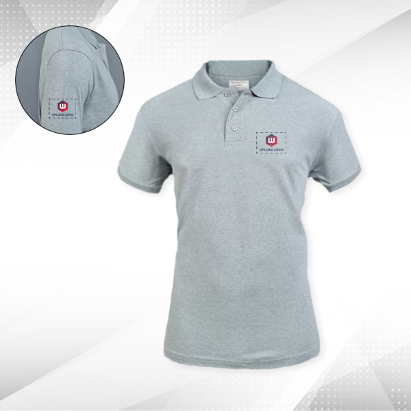 Embroidered Classic Polo T-shirt for Women Grey Melange – Custom Logo Left Chest & Right Arm