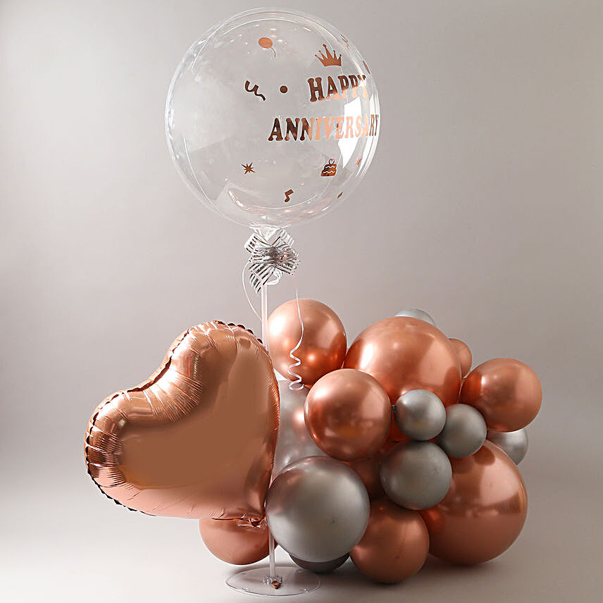 Rose Gold & Silver Charming Anniversary Balloon Bouquet-3