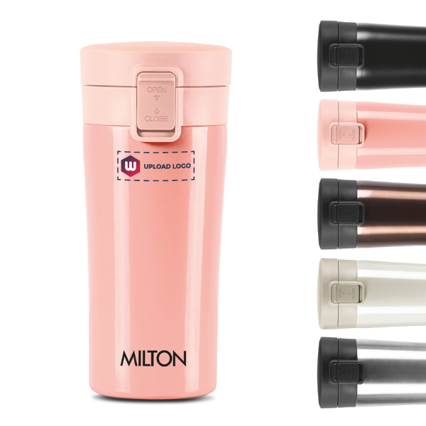 MILTON Thermosteel Vacuum Insulated Coffee Mug, 300 ml | Hot & Cold Flask - Peach