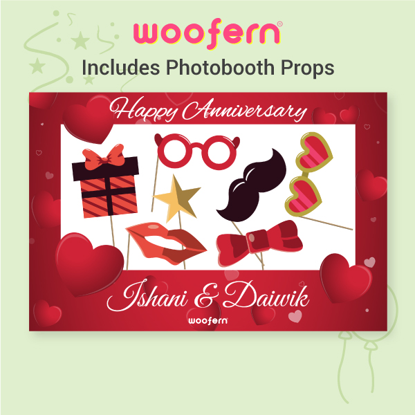 Red Heart Themed Selfie Photo Booth Frame with Your Name-3