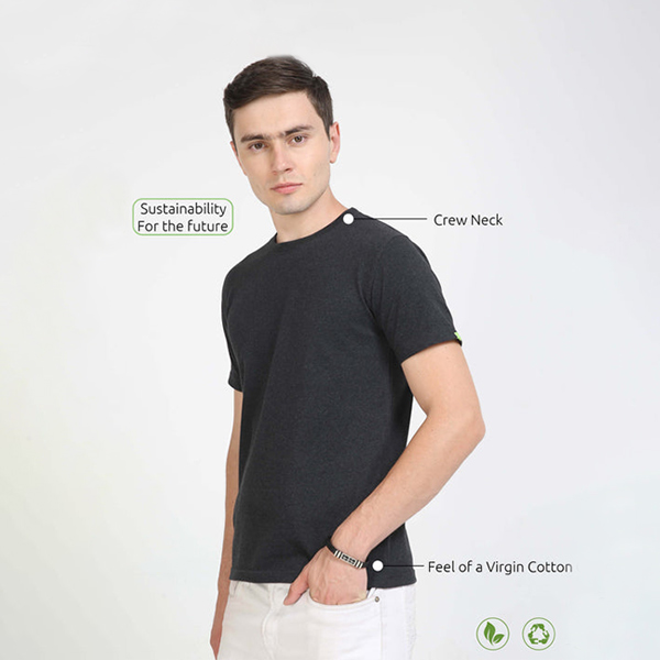 Caslay Crew Neck T-Shirt (Charcoal Melange)-1