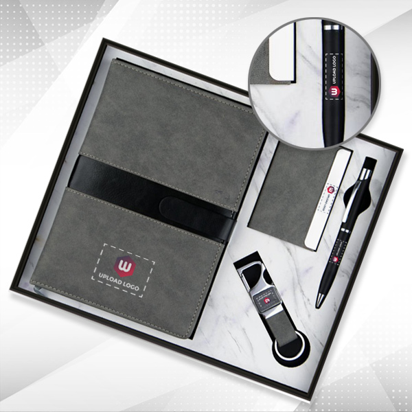 Personalized 4 In 1 Diary Employee Gift Set (Grey)-0