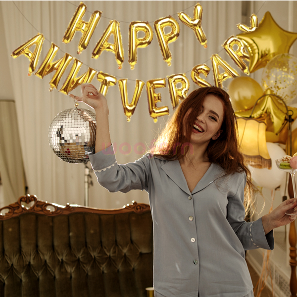 Happy Anniversary Foil Balloon 16 inch Balloon Banner (Gold)-1