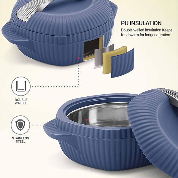 MILTON Oyster Jr. Gift Set PU Insulated Casserole - Set of 3 (500 ml, 1000 ml, 1500 ml) - Royal Blue-3