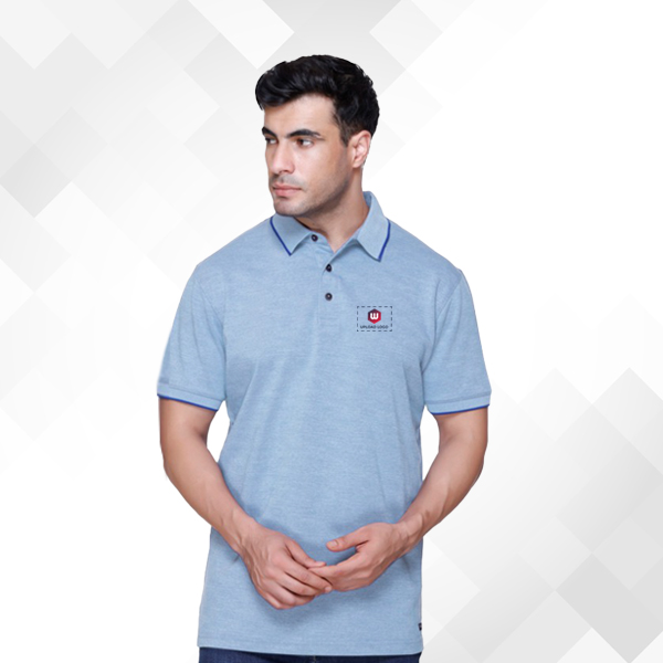 Winbarg Bird Eye Stretch Polo - Sky Blue Melange T-Shirt-0