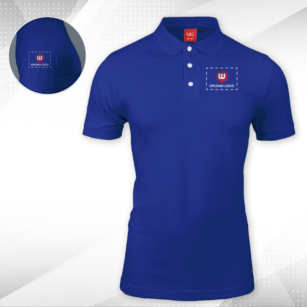 Scott Young Polo T-shirt for Men Royal Blue - Custom Logo Left Chest & Right Arm