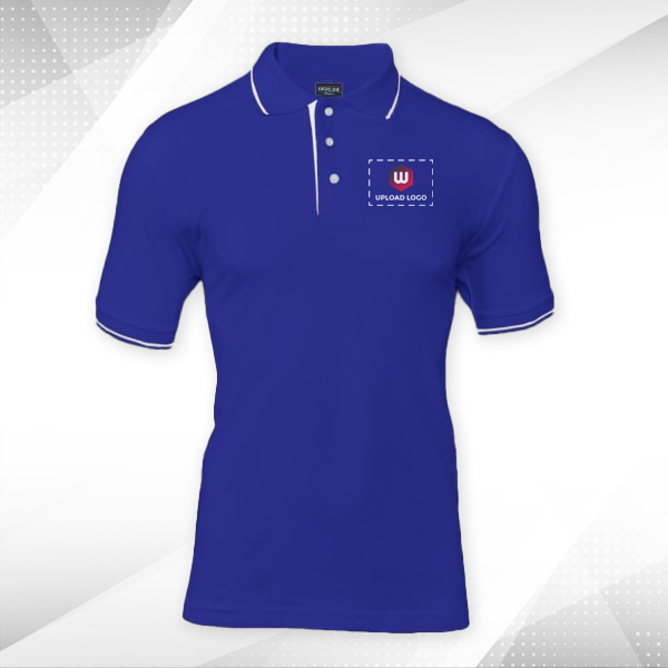 Highline Polo T-shirt for Men Royal Blue with White – Custom Logo Left Chest & Right Arm-3