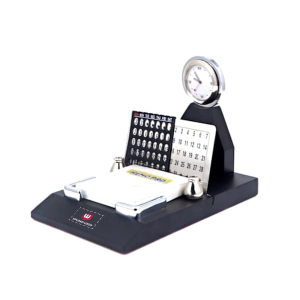 Customized Perpetual Silver Calendar And Clock With Memo Pad-3